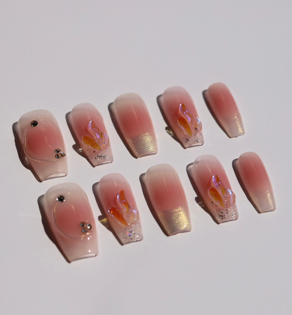 Golden Flame Press-On Nails | Handmade Luxury Press-On Nails (Resistance Level 2 β Delicate)