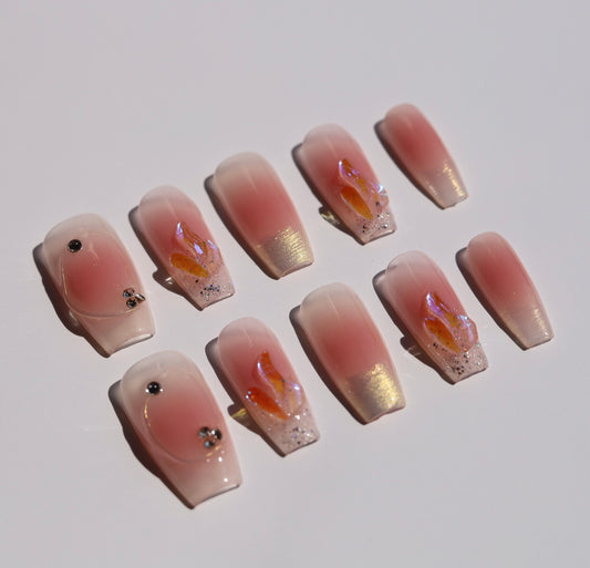 Golden Flame Press-On Nails | Handmade Luxury Press-On Nails (Resistance Level 2 – Delicate)
